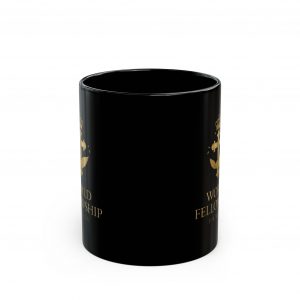 Gold Crown Anchor Logo World Fellowship Black Mug | 11oz 15oz
